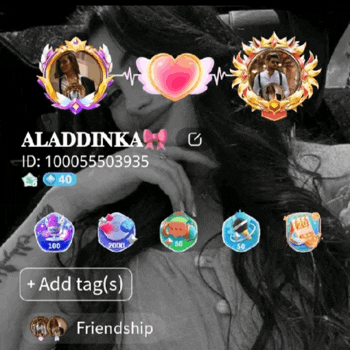 a picture of a woman with the name aladdinka on the top