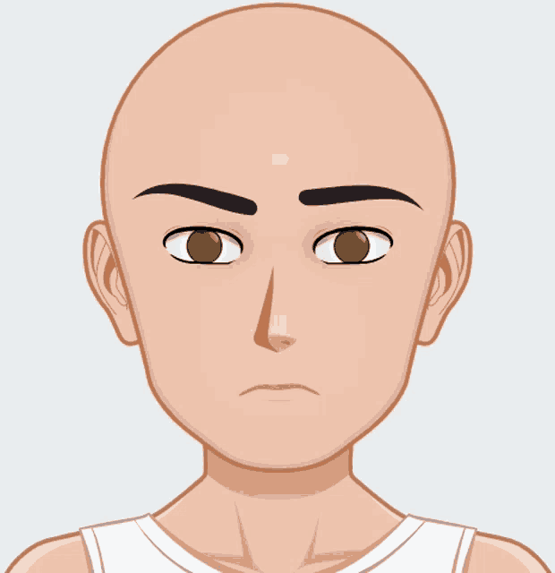 a cartoon drawing of a man with a bald head