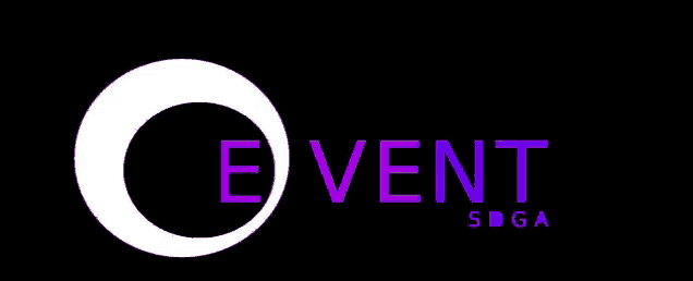 a logo for event sdga with a white circle and purple letters