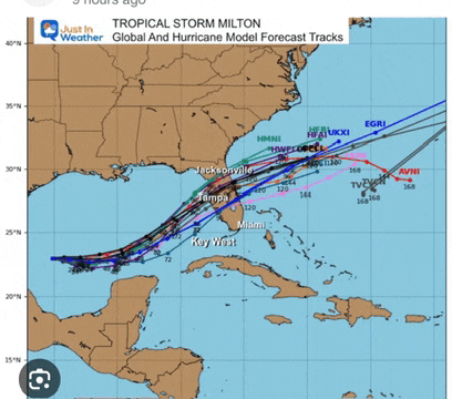 a map showing tropical storm milton tracks