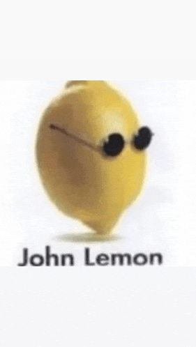 a picture of a lemon wearing sunglasses with the caption john lemon