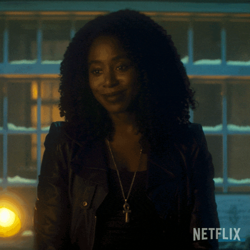 a woman in a black jacket says yes in a netflix advertisement