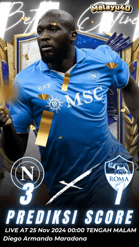 a soccer player in a blue shirt with msc written on it