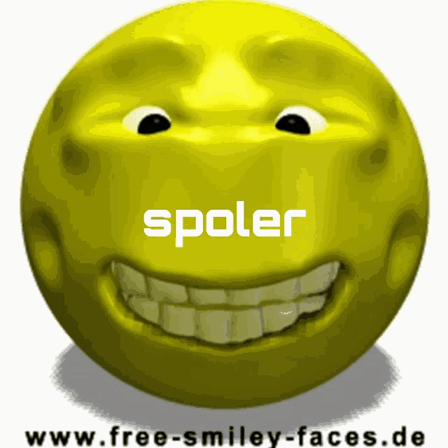 a yellow smiley face with the word spoiler written on it