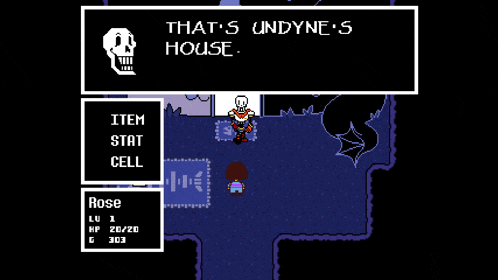 a screenshot of a video game that says that 's undyne 's house on it