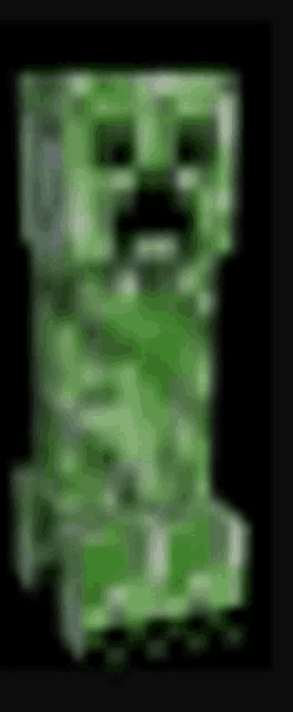 a creeper from minecraft is glowing in the dark on a black background .