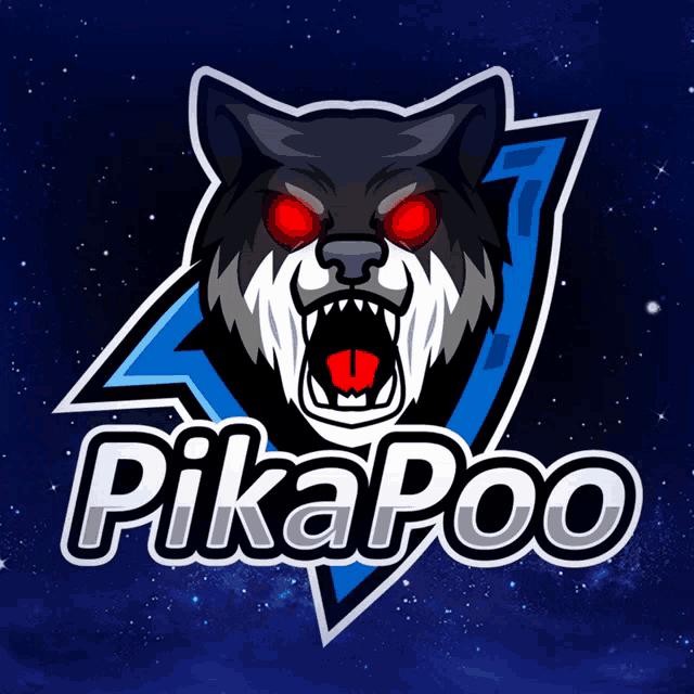 a pikapoo logo with a wolf on it