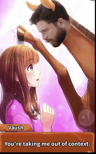 a man with a horse 's head is petting a girl 's hair