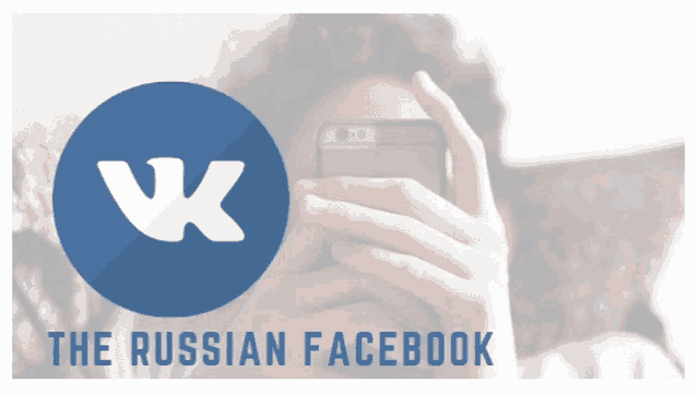 a russian facebook logo with a person holding a phone