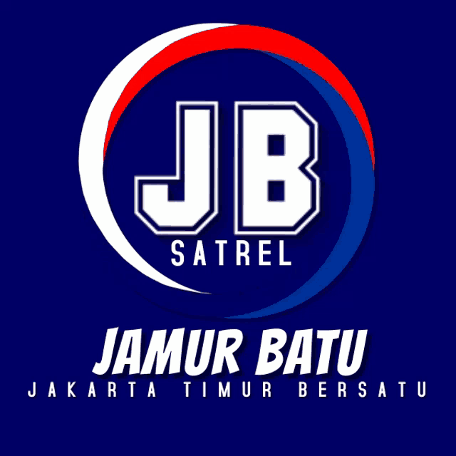 a logo for jb satrel jamur batu on a blue background