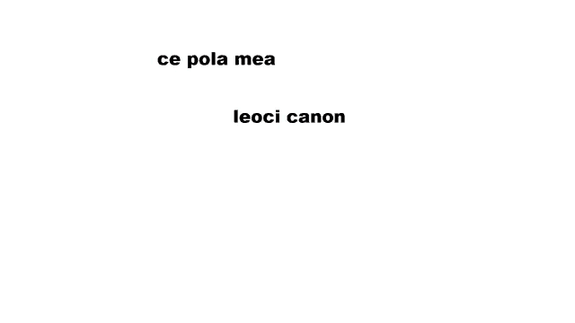 a white background with the words ce pola mea and leoci canon on it