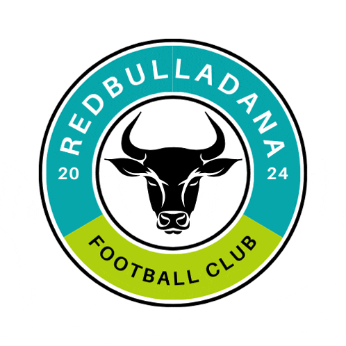 the logo for redbulladana football club has a bull in the center