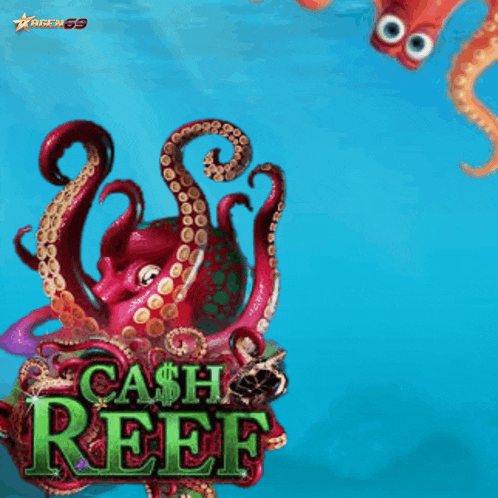 a cartoon octopus with the words cash reef on it