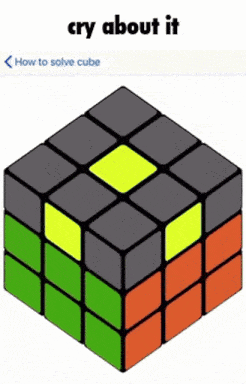 a picture of a rubik 's cube with a caption that says cry about it