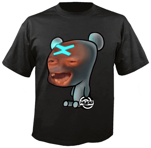 a black t-shirt with a picture of a bear and the word hype