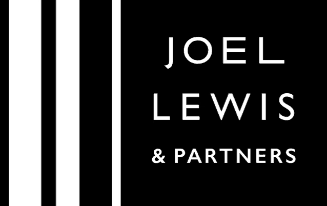 a black and white logo for joel lewis and partners