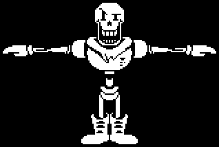 papyrus from undertale is a pixel art character with a skeleton body .