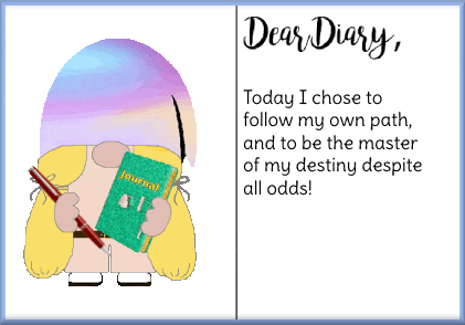 a cartoon of a person holding a journal and a pencil with the words dear diary below it