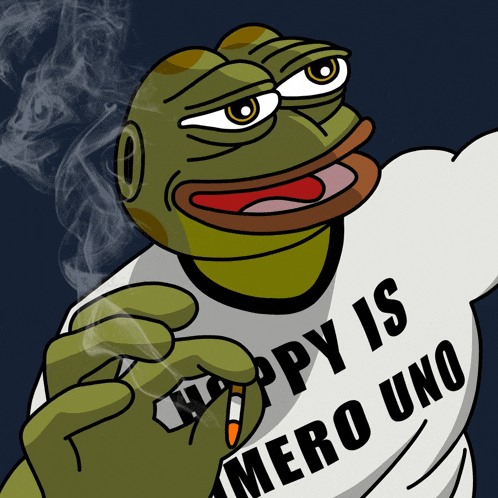 a frog with a shirt that says happy is mero uno