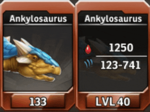 ankylosaurus 133 and ankylosaurus 1250 are shown