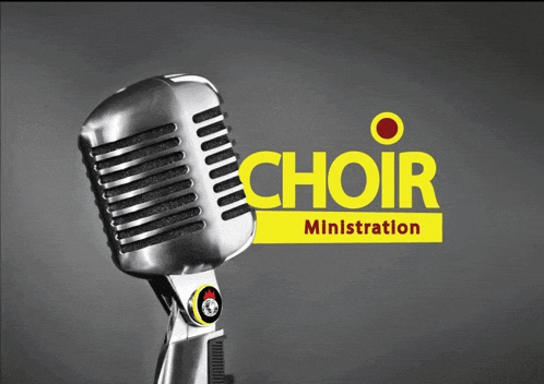 a choir ministration poster with a microphone in the foreground