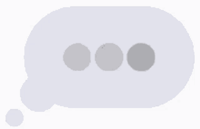 a gray speech bubble with three circles inside of it on a white background .