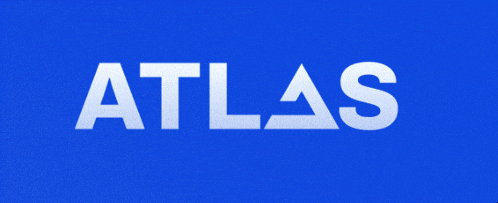 a blue background with the word atlas written in white