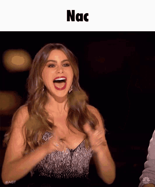 a woman with her mouth open and the word nac on top