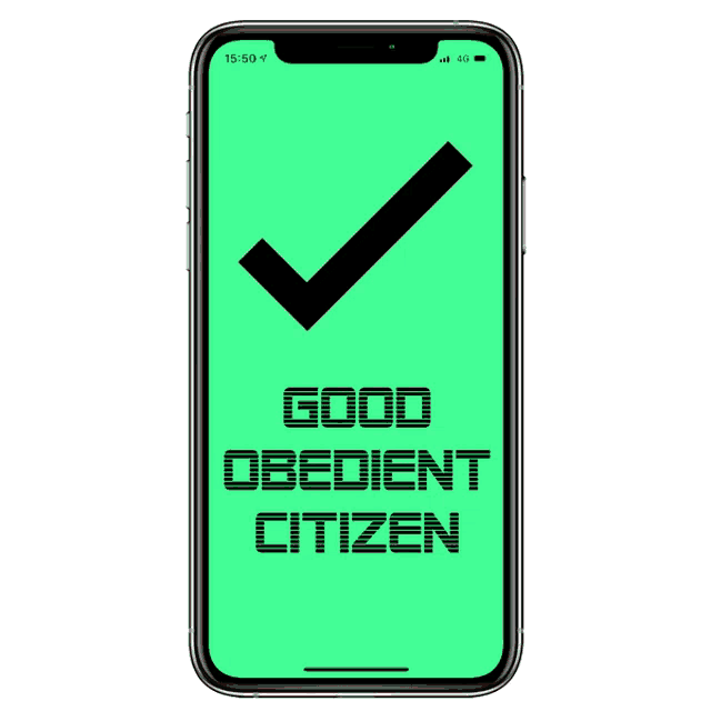 a cell phone displays a message that says " bad citizen obey or be punished "