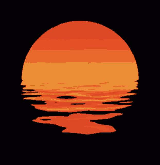 a sunset over the ocean with a red sun