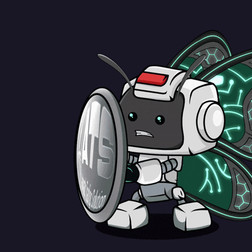 a cartoon illustration of a robot holding a shield that says ants