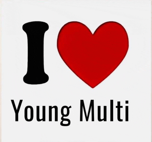 a poster that says i love young multi with a red heart