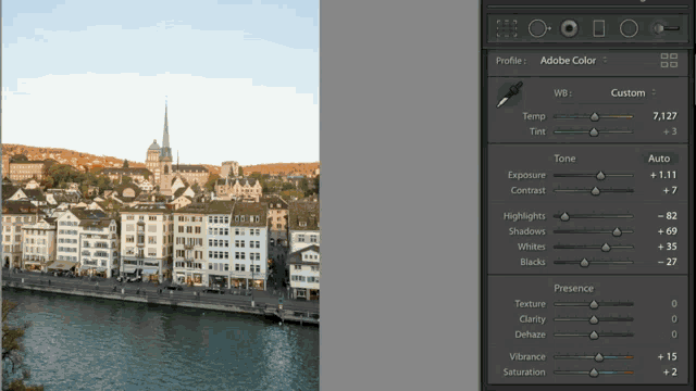 a screenshot of an adobe color app with a picture of a city