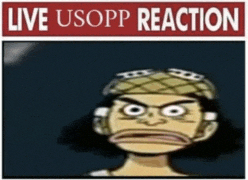 a picture of a cartoon character with the words live usopp reaction on it