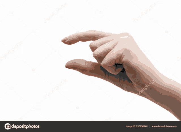 a woman 's hand is reaching out towards something on a white background