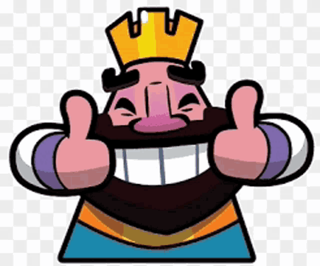 a cartoon king is giving two thumbs up