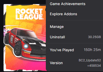 a rocket league game achievements page with a red car on it