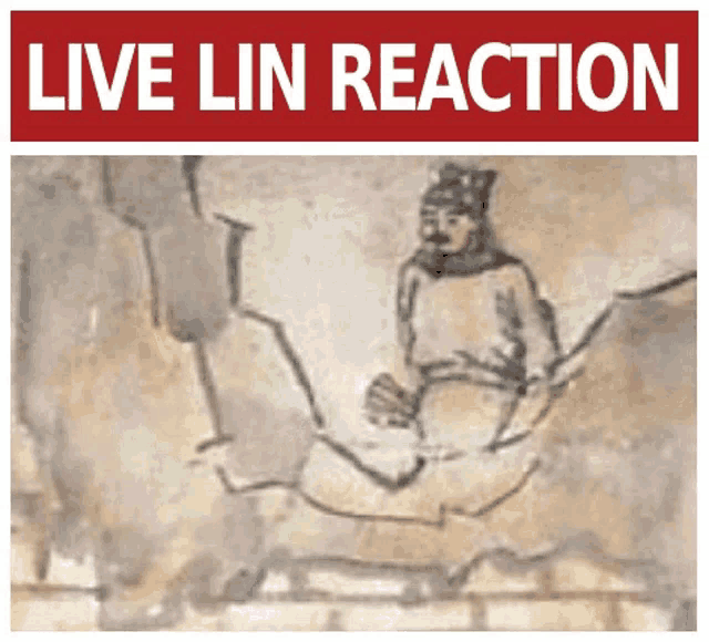 a poster with a drawing of a man and the words " live lin reaction "