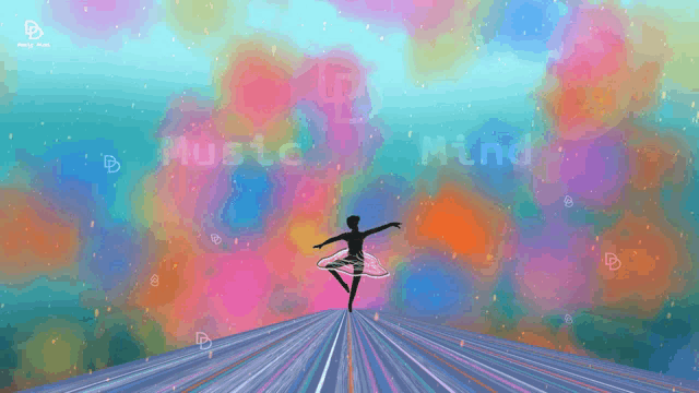 a colorful painting of a ballerina with the words hustle mind below her