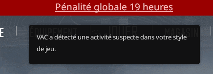 a computer screen displays a message in french that says penalite globale 19 heures