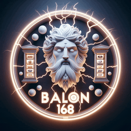 a statue of a man with a beard is surrounded by lightning bolts and says balon 168