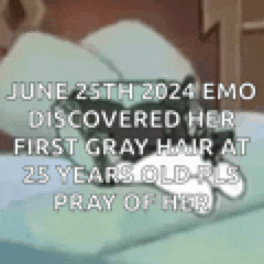 june 25th 2024 emo discovered her first gray hair at 25 years old rls pray of her .