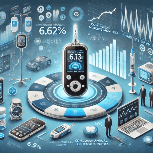 an illustration of glucose monitors and a glucose meter