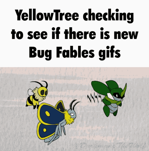 a yellow tree checking to see if there are new bug fables gifs