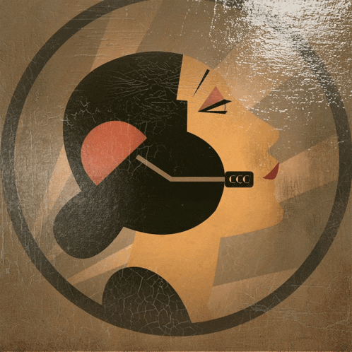 an illustration of a woman wearing a headset with ccc written on it