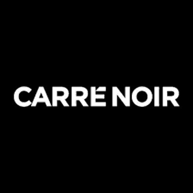 a white logo on a black background that says carre noir on it .