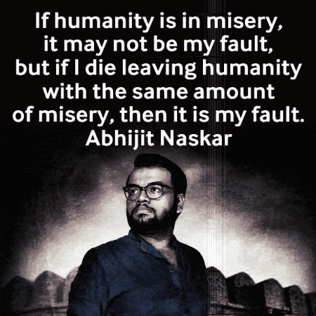 a quote by abhijit naskar is on a black background