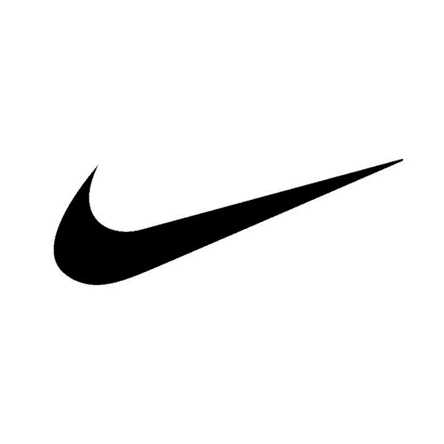 a black nike swoosh logo on a white background