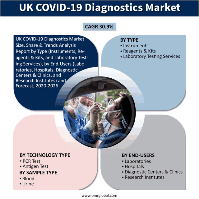 uk covid-19 diagnostics market size share and trends analysis report by type instruments reagents & kits laboratory testing services and end-users