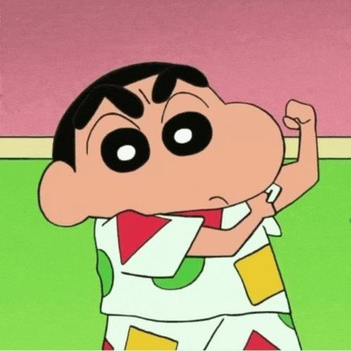 a cartoon character is flexing his muscles while wearing a shirt with triangles on it